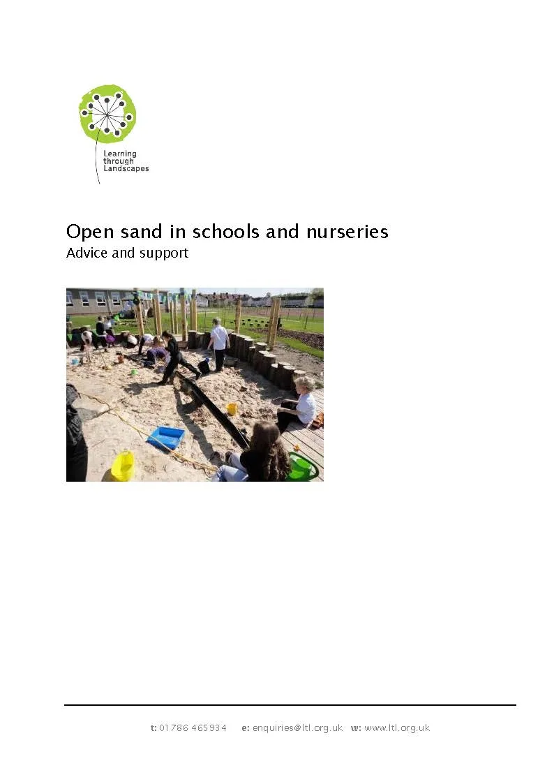 Open sand in schools and nurseries