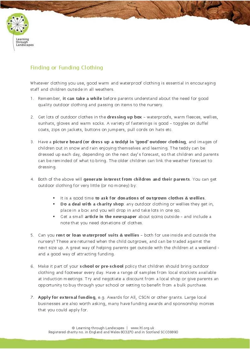 Finding or Funding Clothing