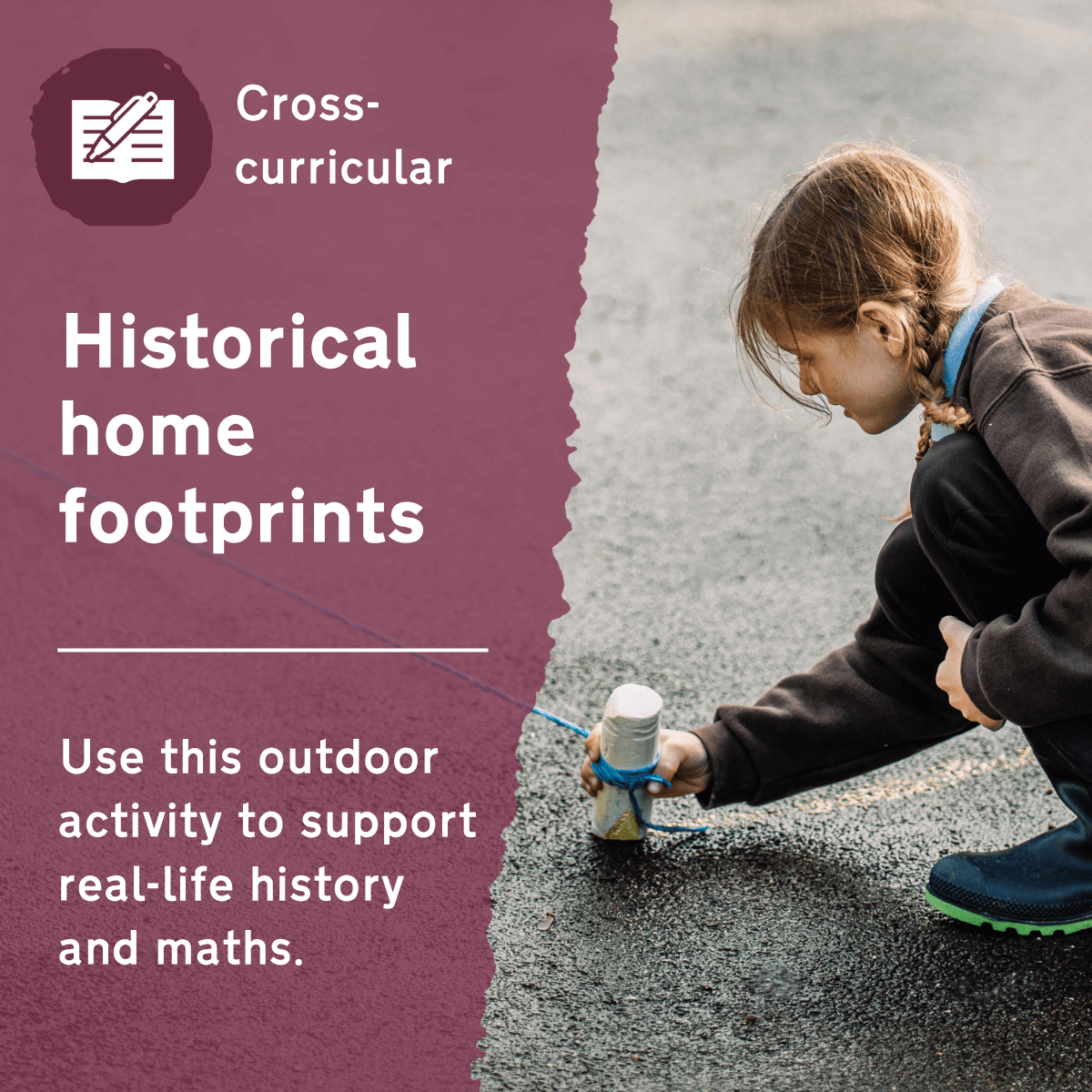 Use this primary cross-curricular activity to create historical homes to scale in your school grounds. This outdoor lesson idea supports real-life history and maths learning, as well as creating a stimulus for other cross curricular learning.