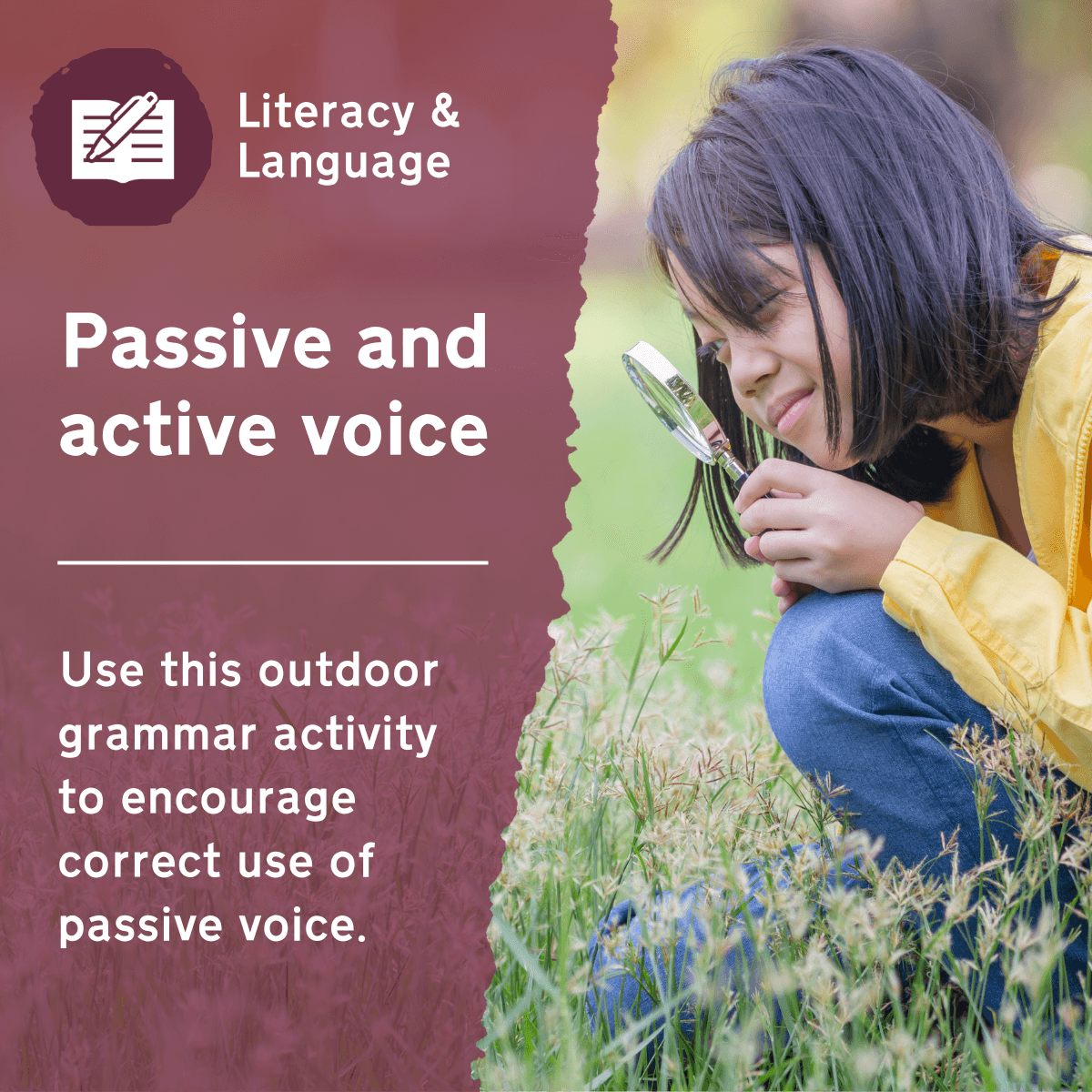 Use this primary literacy and language activity to encourage use of passive and active voice. This outdoor lesson idea uses a natural space as a stimulus for practising different sentence types to help embed this difficult concept.