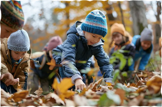 child playing in an autumnal woodland