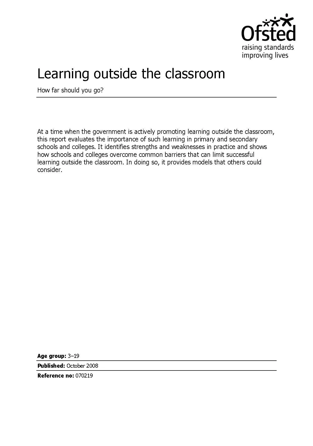 Ofsted: Learning outside the classroom