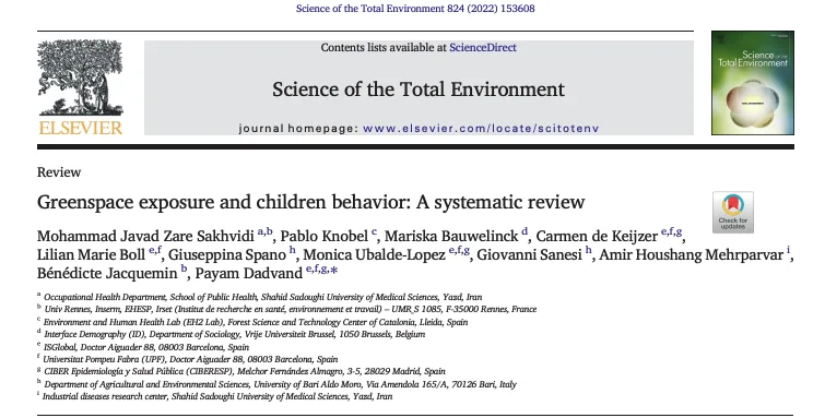 Greenspace exposure and children behaviour: A systematic review