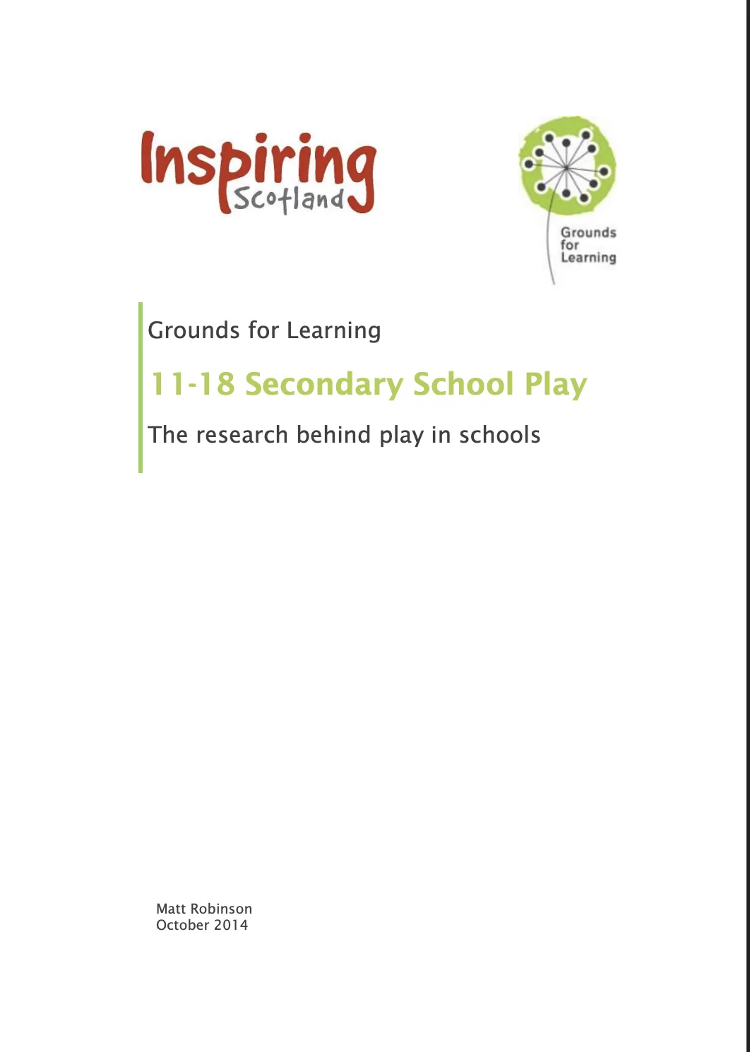 The value of outdoor play for adolescents in secondary schools