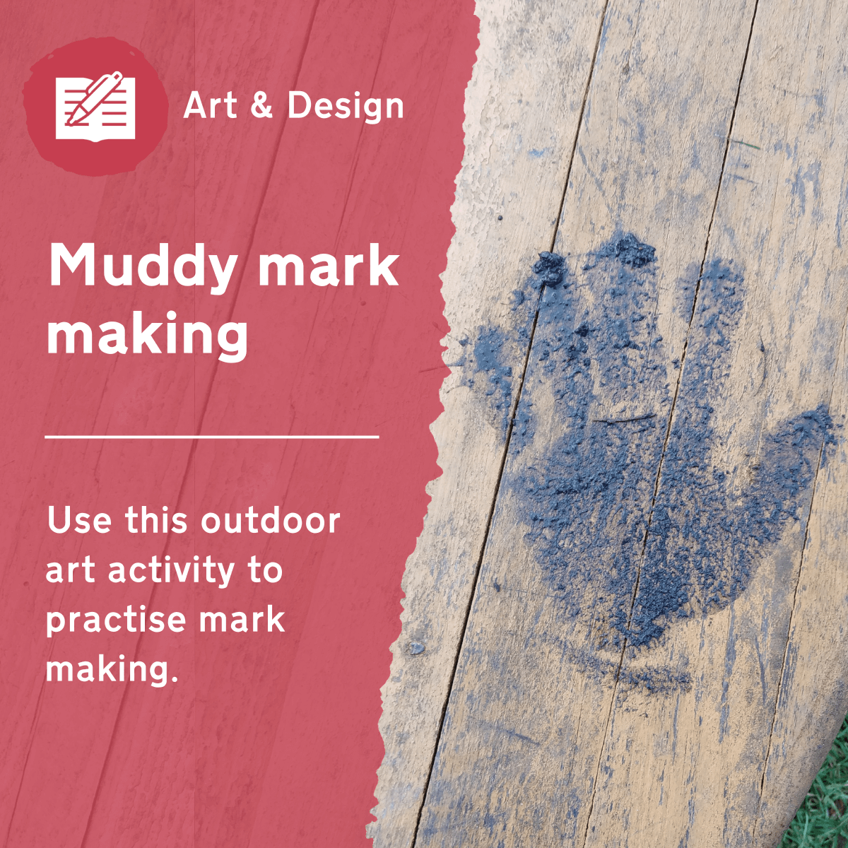 Use this early years creative activity to use natural materials to make large scale marks. This outdoor lesson idea will develop motor skills and allow children to use 'tools' in different ways to express themselves.